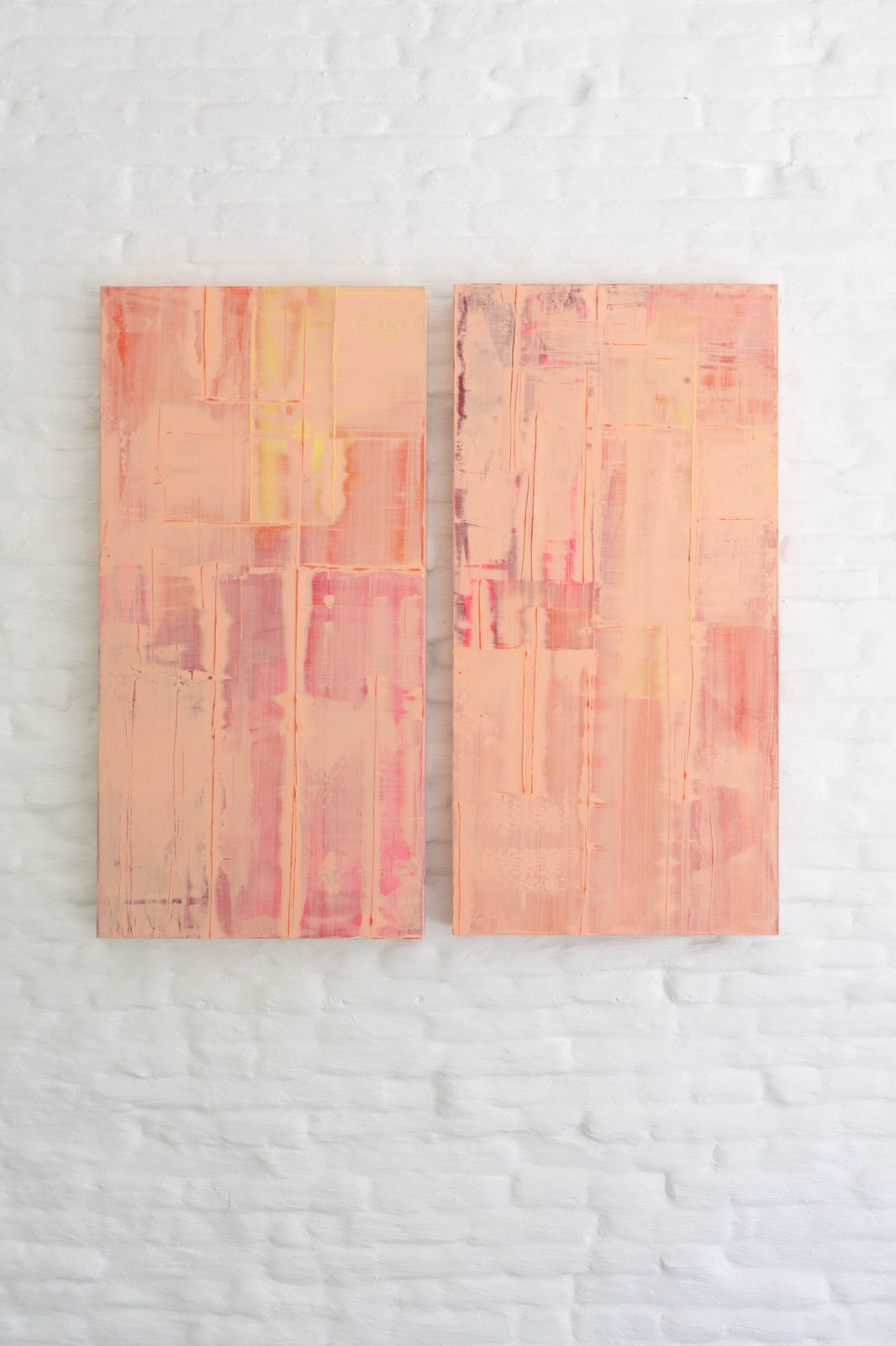 Onzichtbaar Zichtbaar IV, schilderij van Alanis Blondeel, 61 × 121 × 5.3 cm: tweeluik