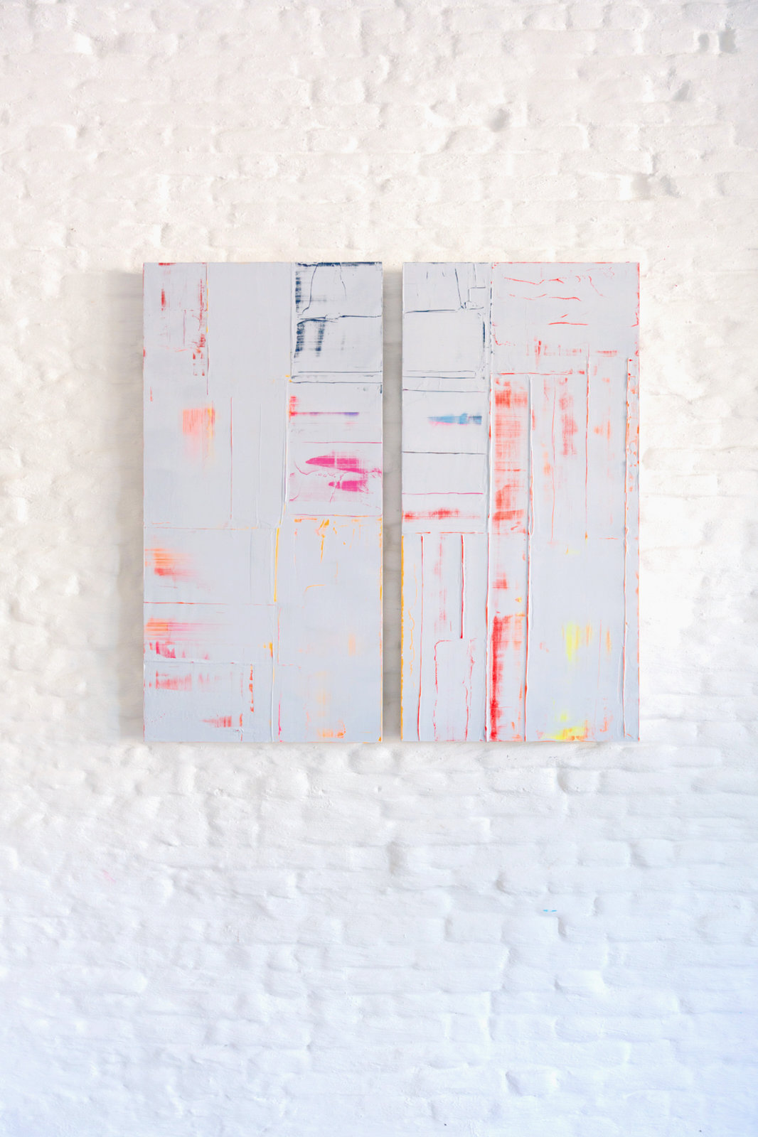 Onzichtbaar Zichtbaar VII, schilderij van Alanis Blondeel, 61 × 121 × 5.3 cm: tweeluik